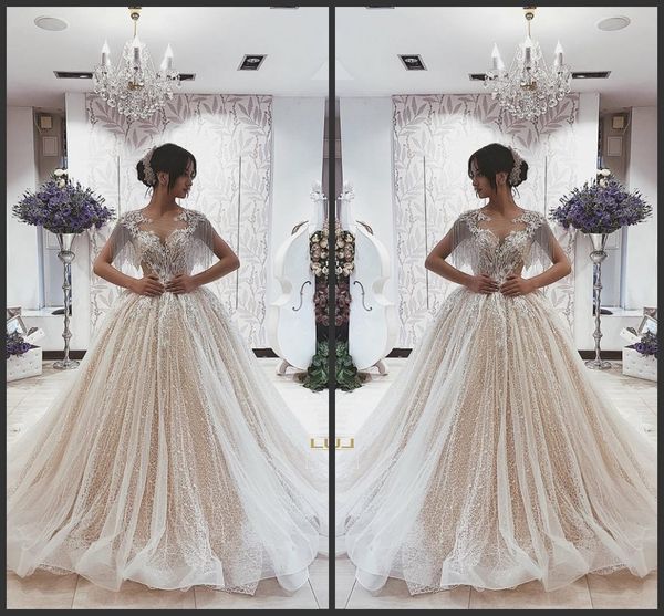 

бальное платье кружева свадебные платья 2019 новые роскошные бисерные дешевые готические свадебные платья пляжные платья mariage плюс размер, White