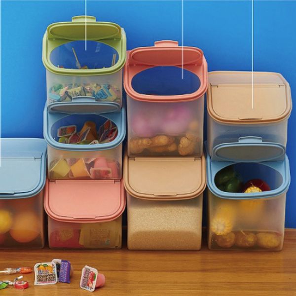

storage barrel collecting tank kitchen sealed box rice container organizer dessert grain measuring cup cereal bean 4 color