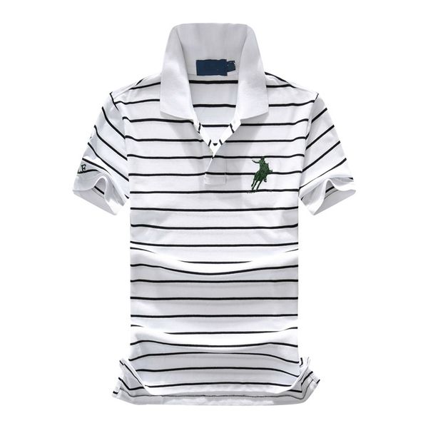 

mens designer polo shirt men short sleeve striped lapel embroidered polo shirt fashion breathable commute business tees 3 color size s-2xl, White;black