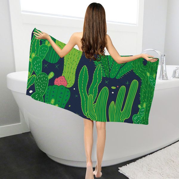 

150*70cm cactus pattern bath towel microfiber printing activity beach towel hair super soft rectangle beach towels