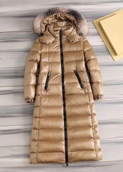 

women's down parkas long thick large size coat female fur collar hooded winter new loose european authentic outdoor leisure skiing 10m, Black