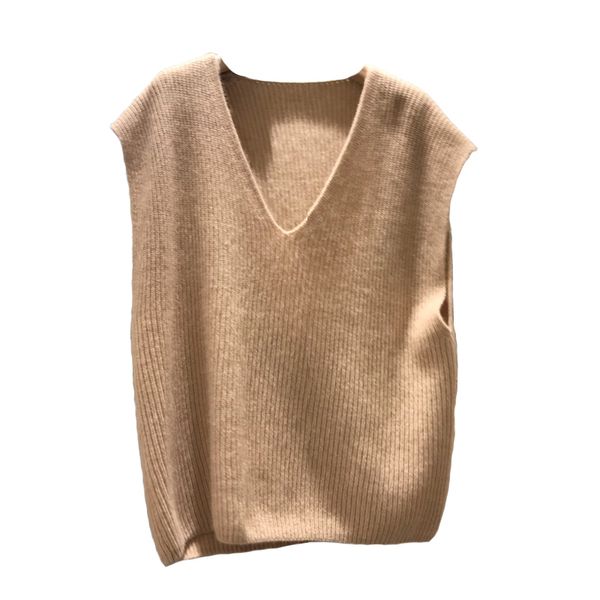 

весна и осень новых дамы кашемира жилет v-образный вырез без рукавов твердого свитера пальто свободного мягких пуловеров марки frseucag шерс, Black;white