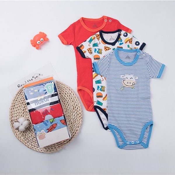 

случайным 5 шт / lot новорожденные rompers младенца вскользь с коротким рукавом хлопок комбинезоны для новорожденных мальчиков одежда для де, Blue