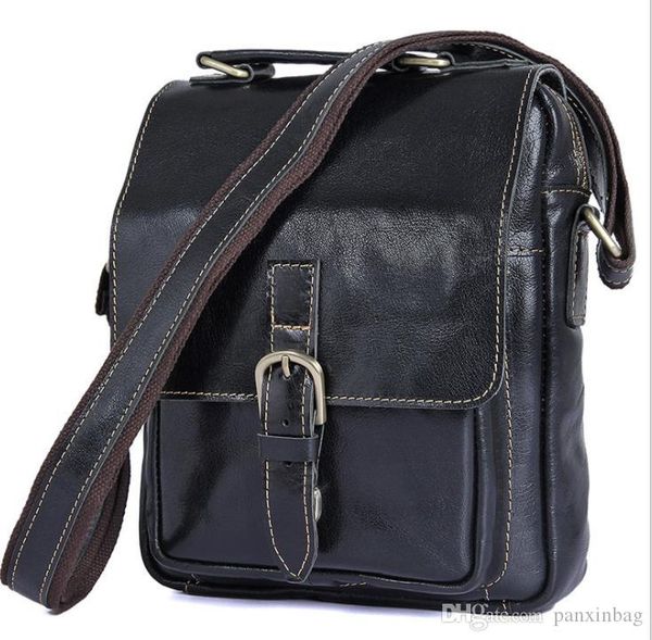 

genuine leather men's one-shoulder bag retro casual small oblique bag