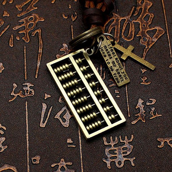 

2020 vintage steam punk statement necklace & pendant abacus leather necklace for women men fashion jewelry wholesale, Silver