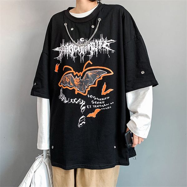 

harajuku women men tshirts fashion t shirt orange hip hop punk streetwear tees black loose t shirt funny girls, White