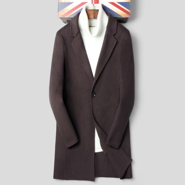

boollili handmade double-sided wool coat korean spring fall british windbreaker jacket mens coats and jackets, Black