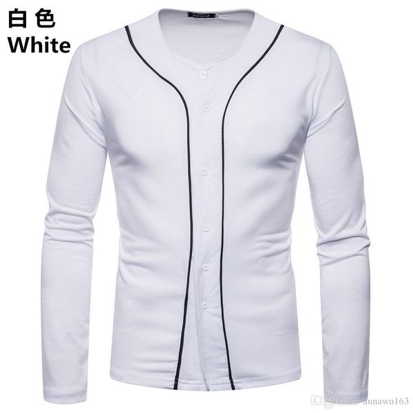 

новая весна осень тенниски мужчин вскользь шить тенниску сплошного цвета тонкий с длинными рукавами футболки 6 цвет m-2xl свободной оптовой, White;black