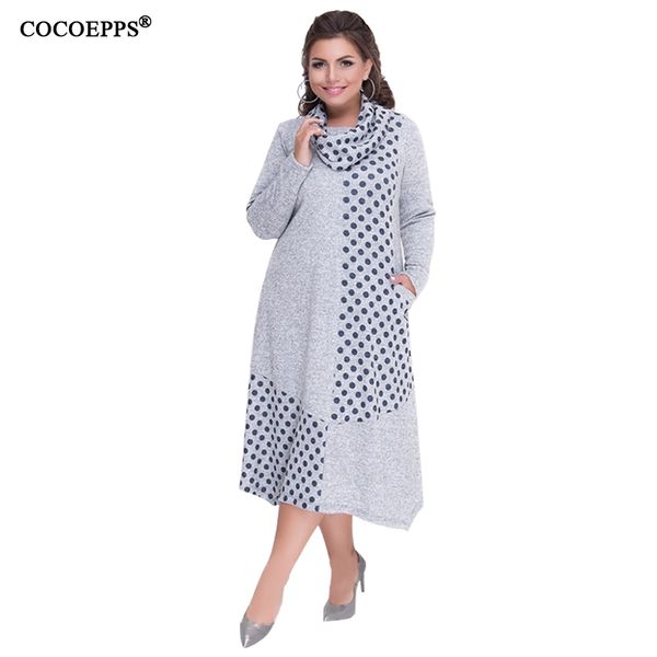 

cocoepps plus size autumn women dresses 2019 winter large size loose dress female big size long dress 5xl women casual clothing mx200319, Black;gray
