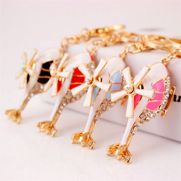 

fashion crystal helicopter plain keychains rhinestones plains model car pendant keychain holder for women girl bag trinket, Silver
