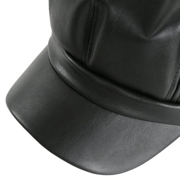 

2020 solid color pu leather octagonal cap ladies british retro casual cap fashion painter outdoor cap.w, Blue;gray