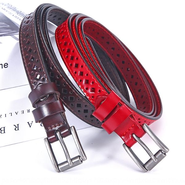 

hollowed-out all-match pinhole belt thin belt genuine leather women women's women's genuine leather, Black;brown