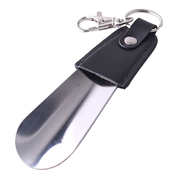 

shoe horn key ring leather slip mini portable seniors sturdy spoon stainless steel, White;pink