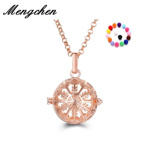 

10pcs snowflakes hollow out harmony ball pendant necklace round locket musical sound chime ball for pregnant women, Golden;silver