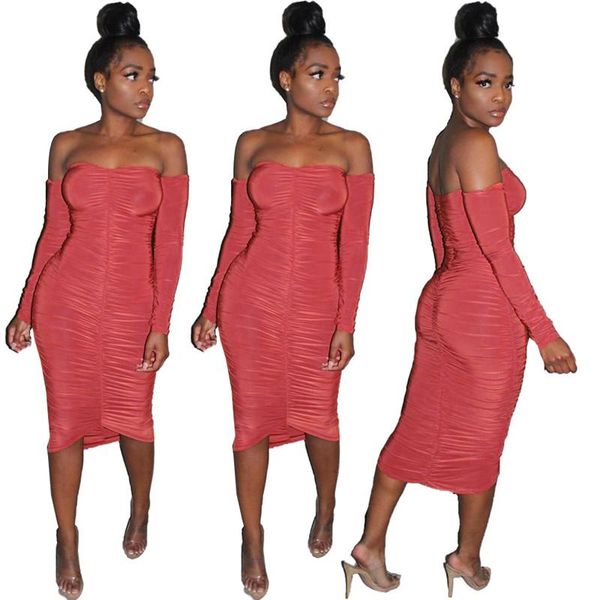 

fashion womens designer dresses strapless ruched bodycon dress fashion casual long sleeve party club dress, Black;gray