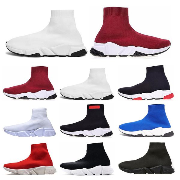 

2019 новый тренер скорость мужчины женщины носок обувь черный белый синий красный блеск flat роскошные ботинки мужские тренеры runner кроссо