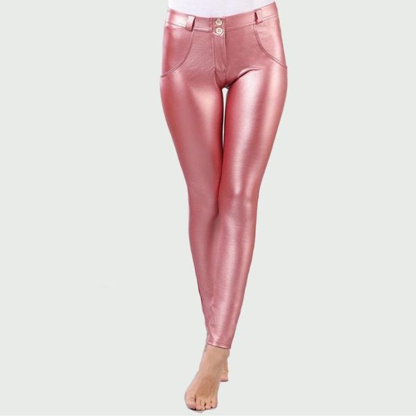 

2020 fashion city pink women streetwear leather leggings button skinny slim push up jeans outdoor trousers pants, White;red