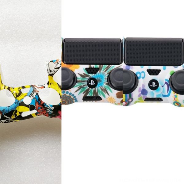 

o9a7f silicone gamepad skin grip cover protector case + caps for kit 2 ps4 controller