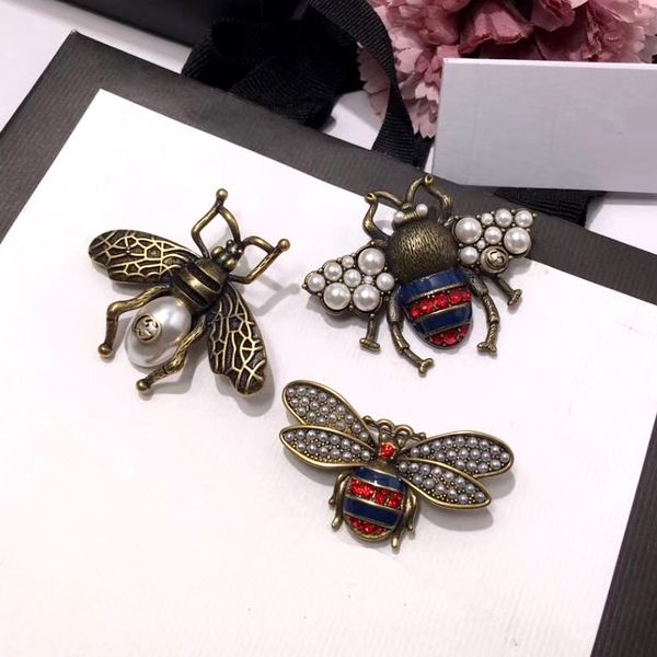 

20fashion стиля женщины pins пчелиных броши роскошного стиль жемчуг и модные цветные бриллианты материала megold ретро технологии гламуры, Gray