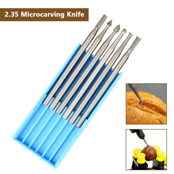 

microcarving knife olive carving knife micro-knife engraving machine set 6pcs 2.35mm diameter burs for dremel rotary tool