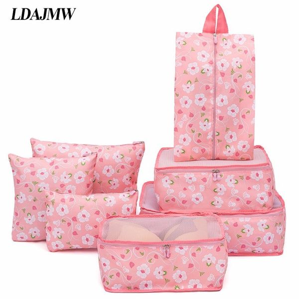 

ldajmw 7pcs/set travel cases clothes tidy storage bag box luggage suitcase pouch zip bra cosmetics underwear organizer