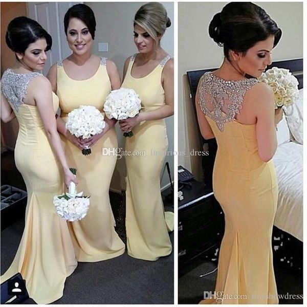 Дешевые удивительные ремни кристаллов русалка невесты платье платье для подвешивания поезда для платья поезда гостевые желтые платья подружки невесты платье