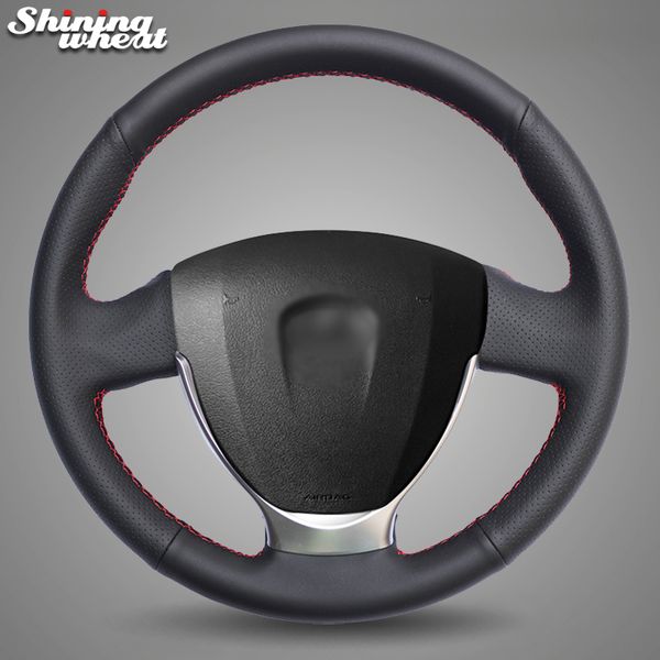 

shining wheat black artificial leather car steering wheel cover for lada granta 2018-2019 priora 2 2013-2018 kalina 2