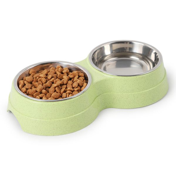 

dog cat feeder bowl diner feeding station tray with stand animal pet holder durable stainless steel dual double diner dish