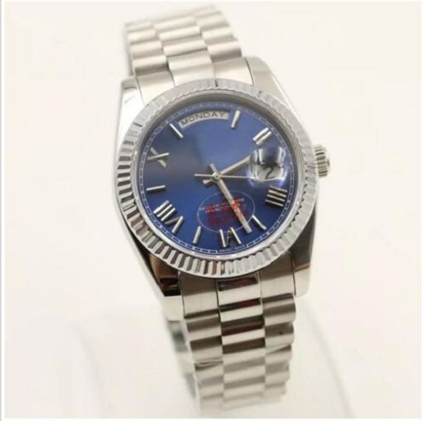 

new brand luxury watch men day date daydate sapphire glass blue silver automatic mechanics fashion watch mens watches 36mm, Slivery;brown