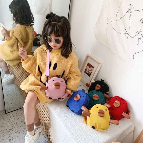 

children girls single shoulder bag satchel package funny duck canvas crossbody messager bags baby fashion travel bag