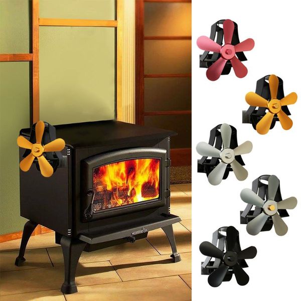 

wall mounted heat self-powered fireplace stove fan quiet 5 blades aluminum efficiently warm large room wood log burner friendly