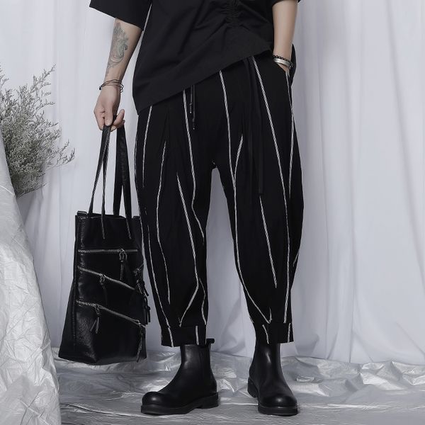 

ewq / men's wear summer 2020 casual pants new ankle-length pants loose wide leg fashionable male harlan tide 9y2537, Black