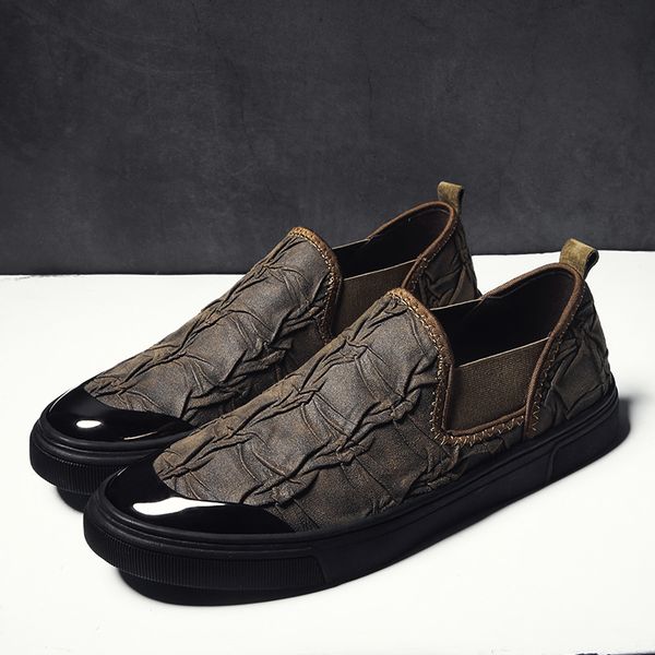 

ifrich walking shoes for men fashion young casual men footwear slip on casual sneakers mens rubber bottom non-slip leather shoes, Black