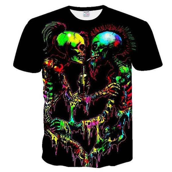 

dressing2020 бренд череп курение печатных футболка одежда смешная одежда хип-хоп тройники 3d топы футболка мужчины с коротким рукавом мужско, White;black