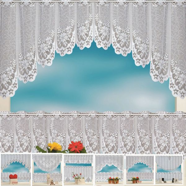 

spot european style white curtain set lace cafe window curtains warp knitted jacquard curtains for home decor vj-drop