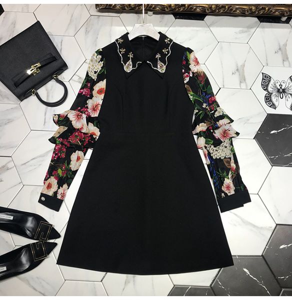 

bh03146 высокое качество новая мода женщины 2020 весеннее платье роскошный европейский дизайн партии стиль платье, Black;gray