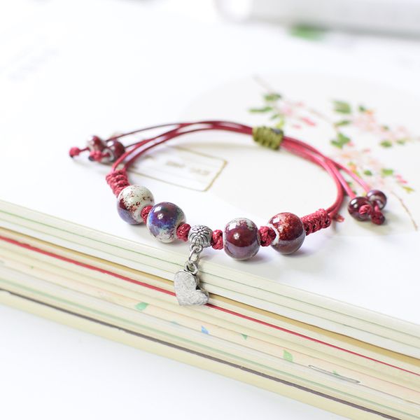 

japanese and korean fashion porcelain bracelet womens fruit-shaped bracelet cartoon fine beautiful lovesickness red bracelet, Black