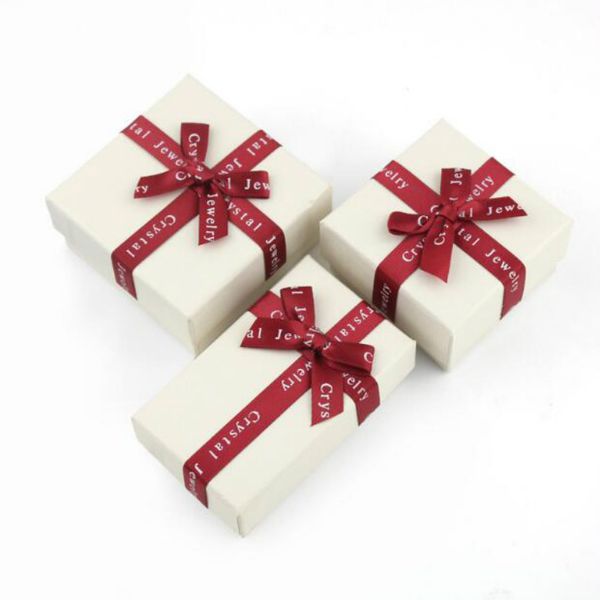 

jewelry box for engagement ring earrings necklace display gift boxes white box with ribbon party gift package 19112401