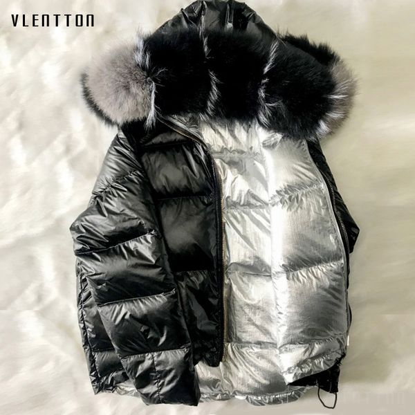 

women's trench coats 2021 winter real fur collar white duck down jacket women casual loose short coat female outwear thick warm hooded, Tan;black