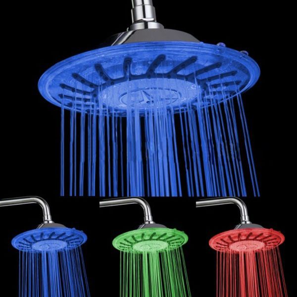 

8" bathroom 7 colors automatic led light changing round shower head bath rainfall
