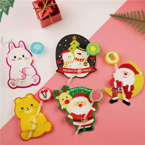 

50 pcs santa claus penguin lollipop christmas card lolly sugar-loaf xmas party decorations gift cute