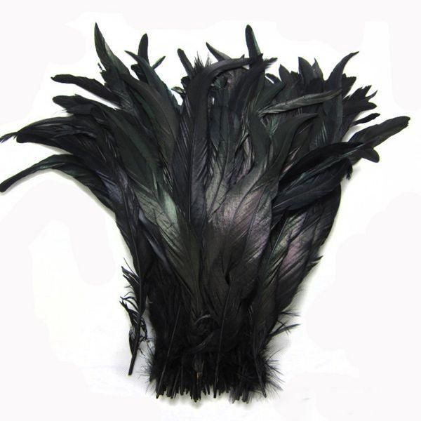 Schwarze Hahnschwanzfeder, Hahnschwanzfeder, schwarze Farbe, DIY-Feder, Hochzeitsfedern, 30–35 cm, 30,5–35,6 cm, Hahn