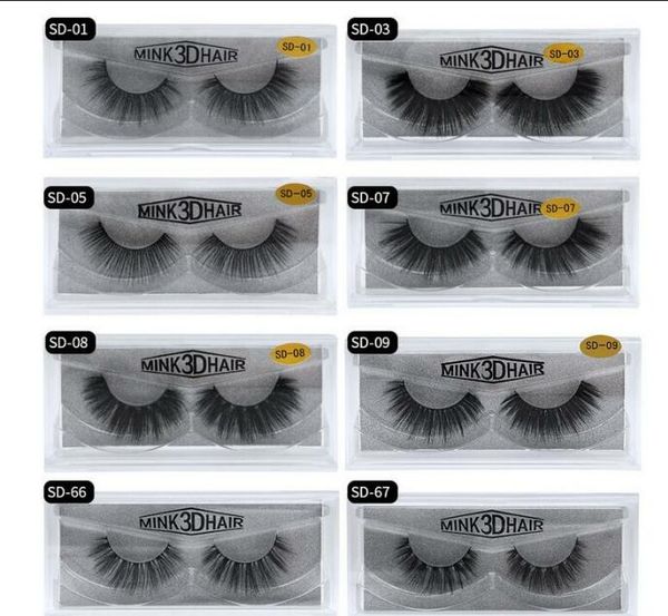 

24 hour shipping 20styles 1pair/lot real 3d mink full strip false eyelash with box 2019