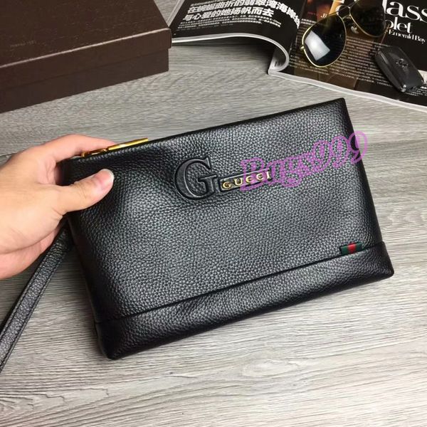 

men original leather luxury long clutch card wallets designer briefcases wristlet business handbag banknote pockets zipper organizer bag, Red;black