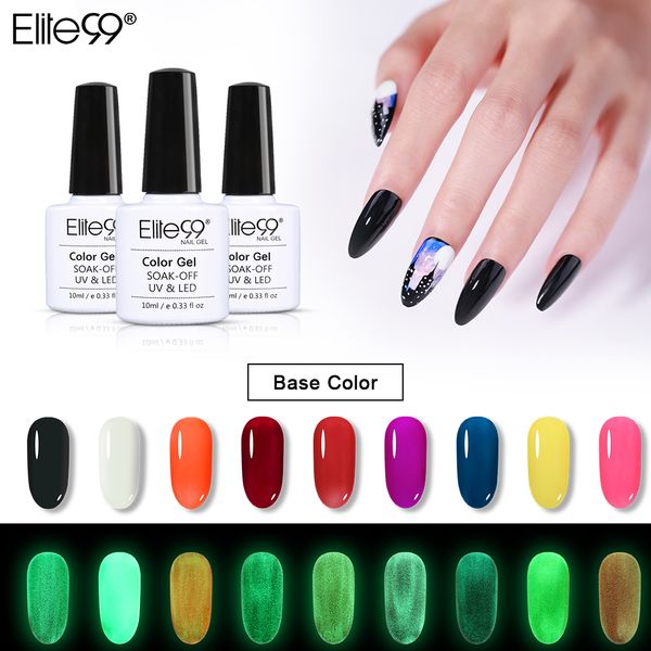 

elite99 10ml changeable night glow nail gel polish fit for pure color series base gel varnish soak off uv led lamp lacquer, Red;pink