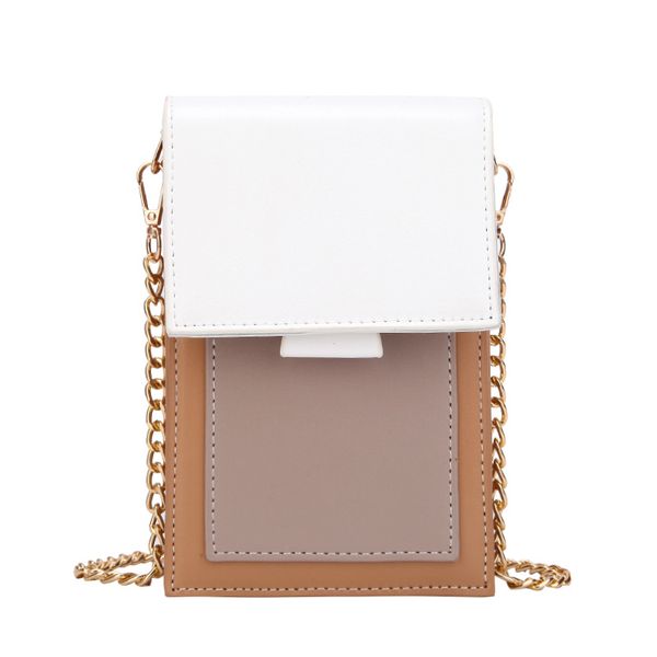 

contrast small bag female new fashion simple shoulder messenger bag wild chain mobile phone
