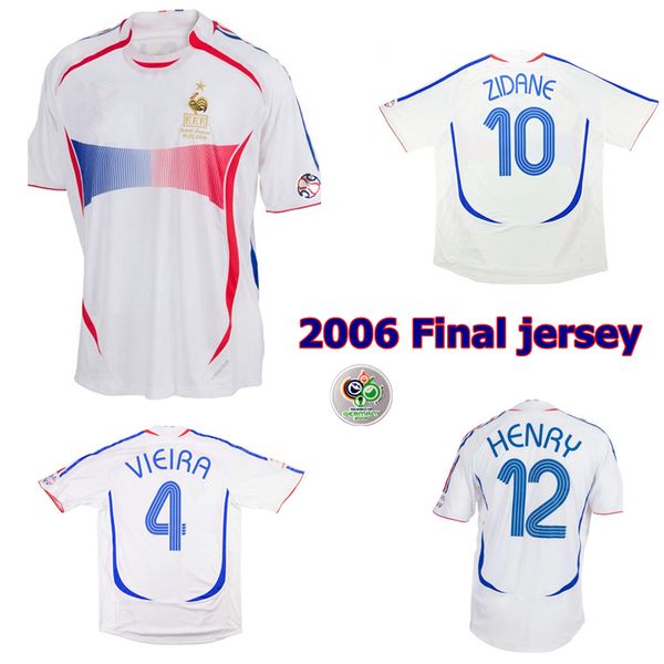 

2006 zidane henry trezeguet vieira ribery retro soccer jersey 06 world cup final shirt away vintage soccer shirts maillot, Black;yellow