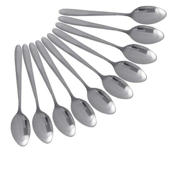 

10 pcs teaspoons 15cm small stainless steel spoon pack of ten restaurant bar scoop kitchen tools dinnerware sets #3f28 @y