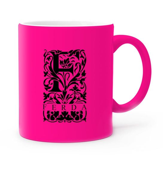 

personalized f letter highlighter pink mug cup (model 2) other dinnerware