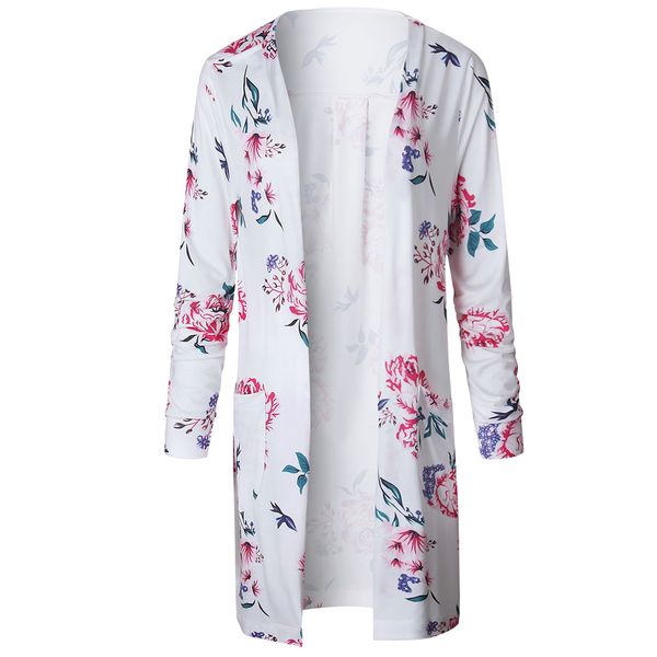 

jacket cardigan casual loose tops plus size ladies long sleeve floral, White;black